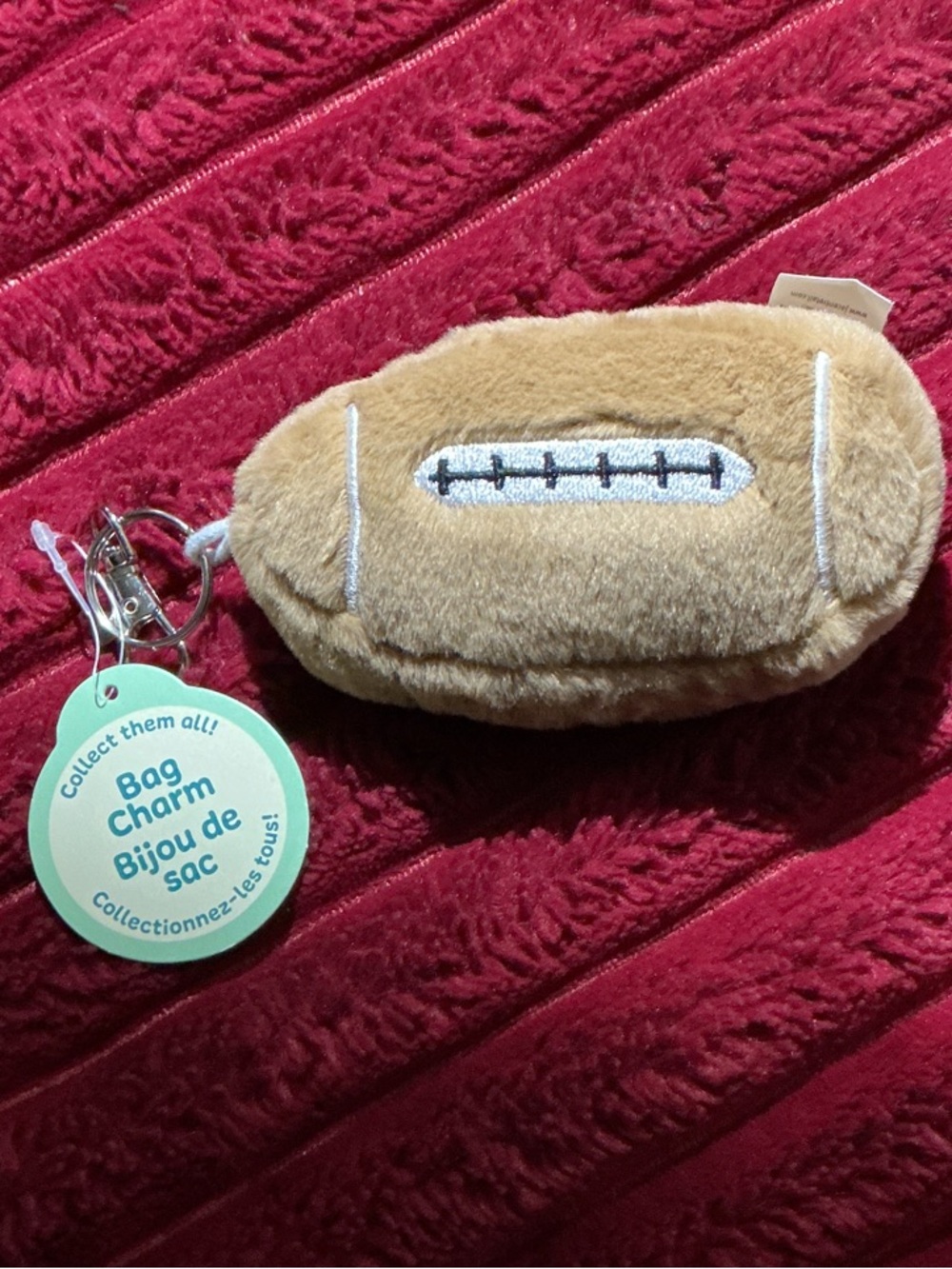 Plush Football Bag Charm/Keychain in Tan